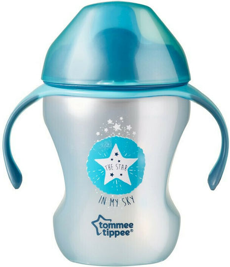 Tommee Tippee Παιδικό Ποτηράκι με Λαβές και Καλαμάκι Easy Drink από Πλαστικό Μπλε 230ml για 6m+