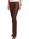 70s Style Mille Faux Damen Stoff Hose Braun