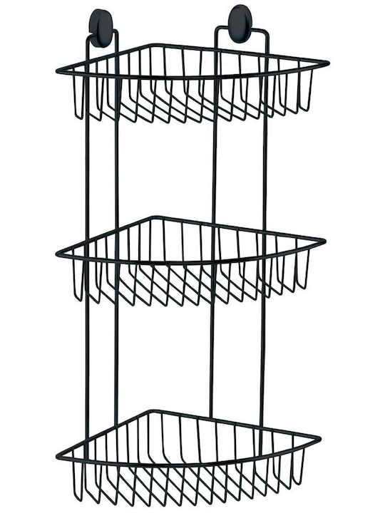 Ankor Colț Montat pe perete Raft de Baie Metalic cu 3 Rafturi 22.5x22.5x51cm