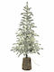 Snowy Christmas White Tree with Trunk Base and LED Lighting H210cm