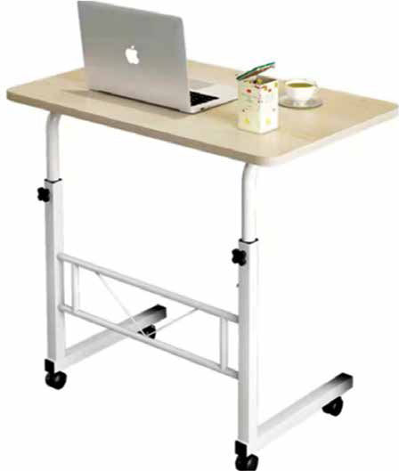 Desk Wooden Beige with Metal Legs & Adjustable Height 80x40x78cm