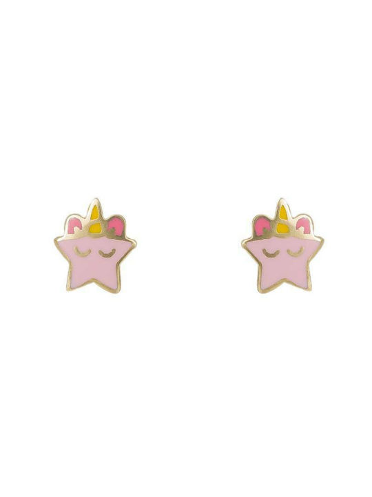 Παιδικά σκουλαρίκια Κ9 ροζ αστέρι με αυτάκια 042870 042870 Χρυσός 9 Καράτια