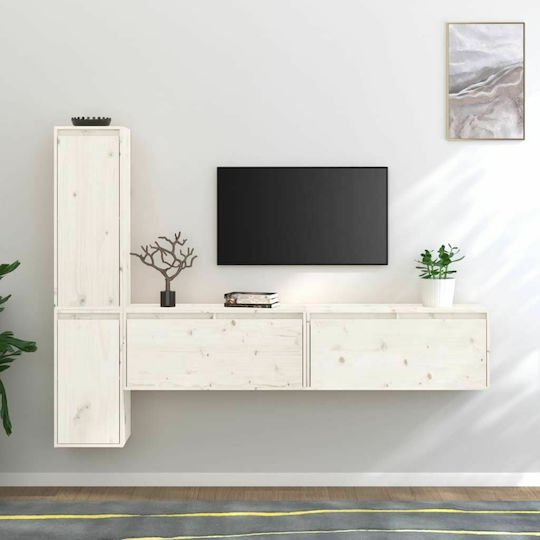 Wooden Living Room TV Unit White L190xW30xH140cm
