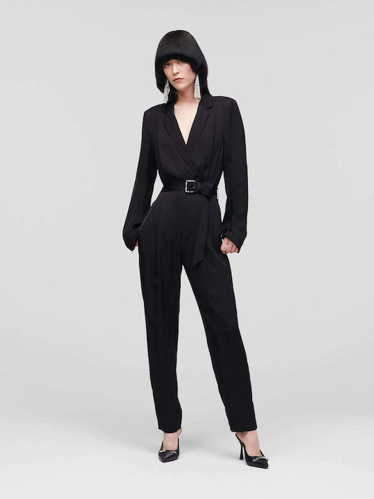 Karl Lagerfeld Γυναικεία Μακρυμάνικη Ολόσωμη Φόρμα Μαύρη