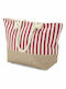 Benzi Fabric Beach Bag Red with Stripes
