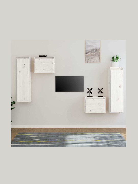 Unitate TV pentru sufragerie Alb din lemn masiv L150xA30xÎ100buc