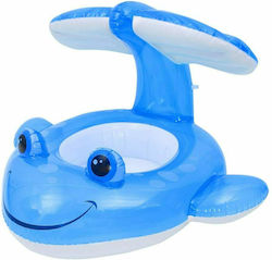 Kinder Schwimmtrainer Swimtrainer mit Durchmesser 104cm und Sonnenschutz für 6 Monate bis 4 Jahre Blau Dolphin