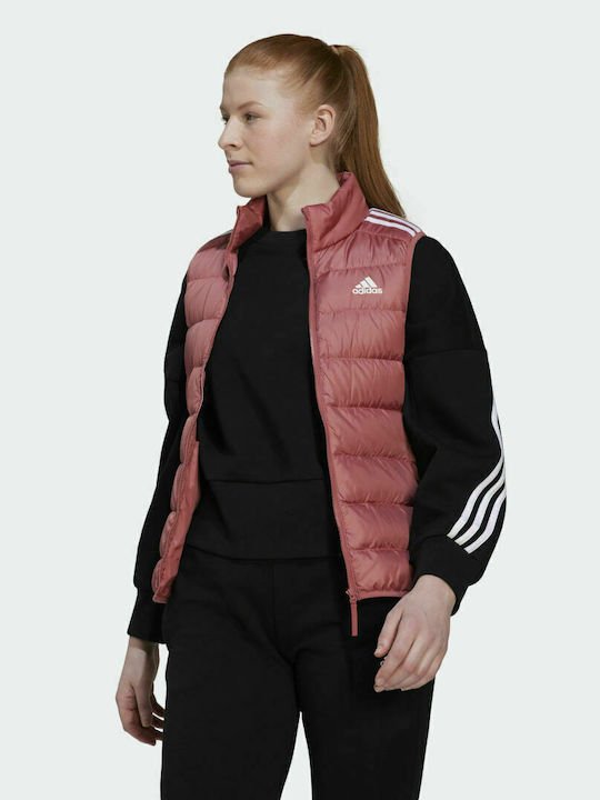 Adidas Essentials Κοντό Γυναικείο Αμάνικο Puffer Μπουφάν για Χειμώνα Wonder Red