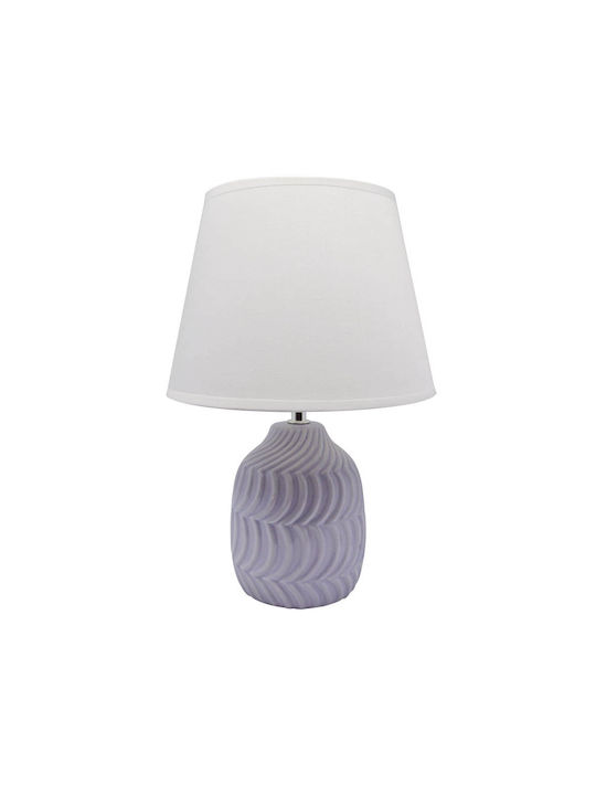 Ankor Ceramic Table Lamp for Socket E14 with White Shade and Purple Base