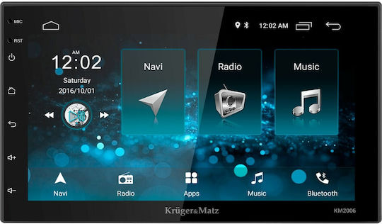 Kruger & Matz Car Audio System 2DIN (Bluetooth/USB/WiFi/GPS/Apple-Carplay/Android-Auto) with Touch Screen 7"