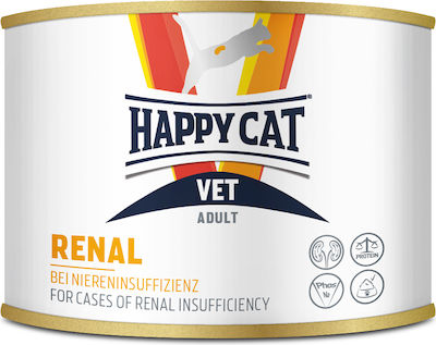 Happy Cat Vet Diet Renal Wet Food for Adult Cats for Kidney Diseases In Can with 1pc 200gr