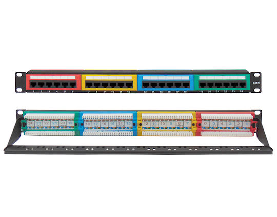 Lancom Patch Panel για Rack 1U 19" 24 Θυρών cat6 Μαύρο