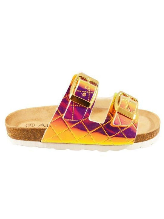 Sandale din plută pentru copii Alegria Purple Gold 2878-6