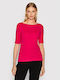 Ralph Lauren Women's Summer Blouse Cotton Short Sleeve Pink