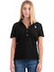 Mya Damen Polo Bluse Kurzarm Schwarz