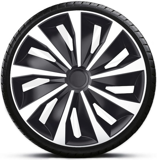 4Racing Комплект тапи за колела на автомобил Grip 4бр 14" Черен/Сребърен