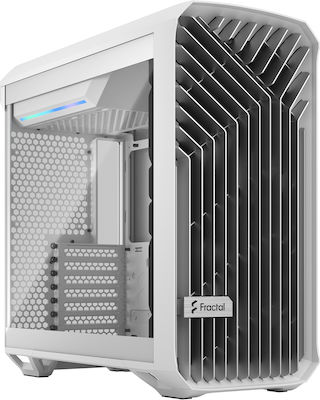 Fractal Design Torrent Compact Gaming Midi Tower Computer Case with Window Panel White TG Clear Tint