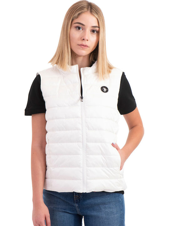 Adel Kurz Damen Ärmellos Puffer Jacke Wendbar Weiß