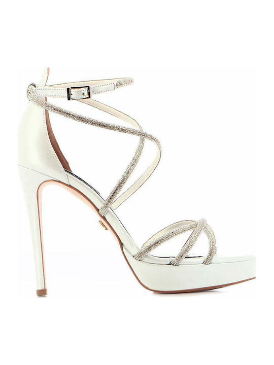 Sandalen mit Strass Weiß