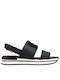 Hogan Leather Women's Flat Sandals with Strap Flatforms in Black Color