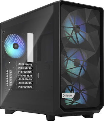 Fractal Design Meshify 2 Midi Tower Computer Case with Window Panel and RGB Lighting Black TG Light Tint