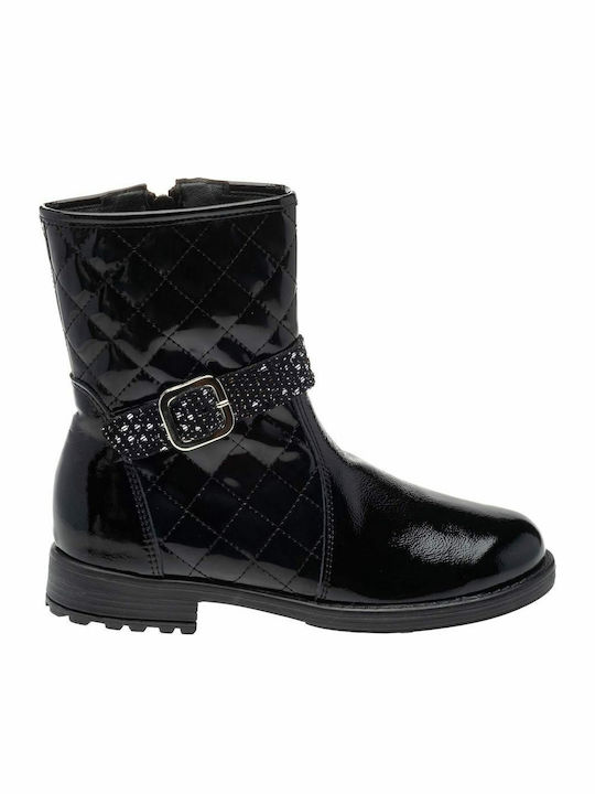 ABY Leather Kids Boots with Zipper Black