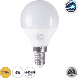 GloboStar LED Lampen für Fassung E14 und Form G45 Warmes Weiß 376lm 1Stück