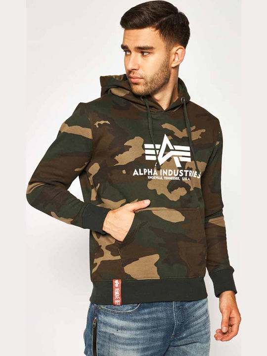 Alpha Industries Sweatshirt with Hood Green