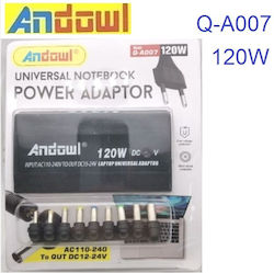 Andowl Universal Încărcător Laptop 120W cu Cablu de Alimentare Detasabil și cu set de mufe