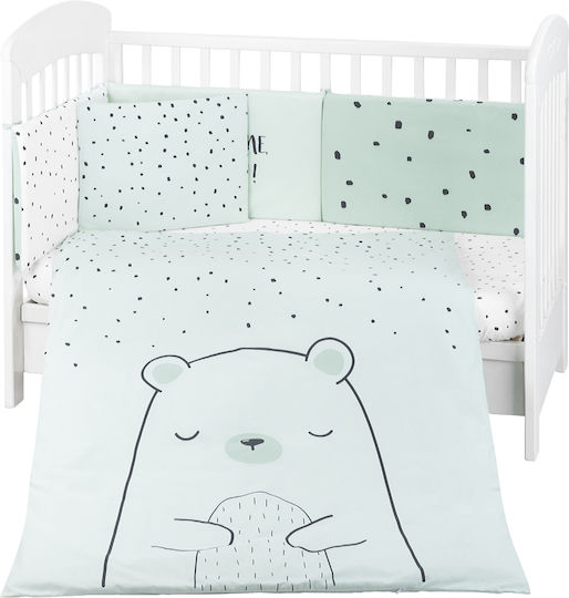 Kikka Boo Baby Crib Bedding Set Bear with me 6pcs Green