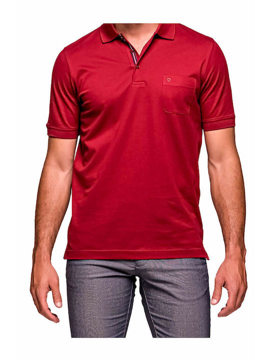 Olymp Men's Short Sleeve Blouse Polo Red