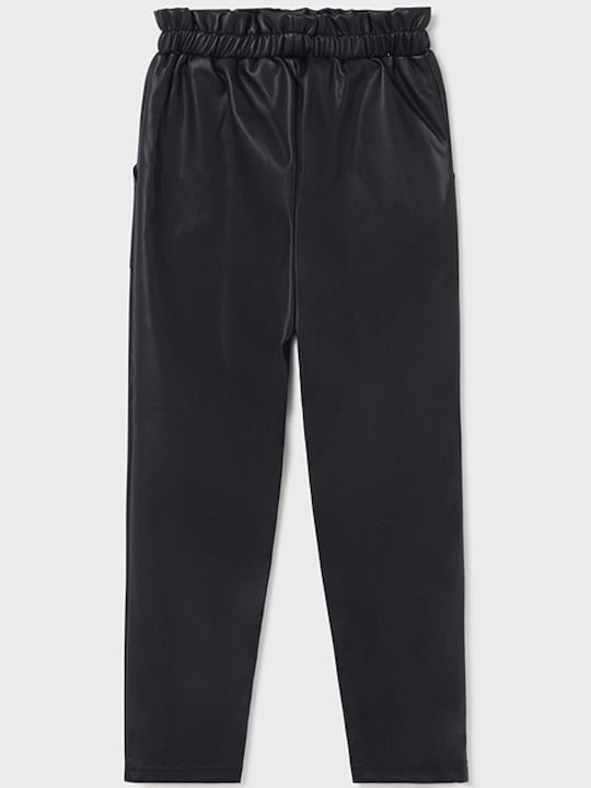 Mayoral Kids' Leather Pants Black