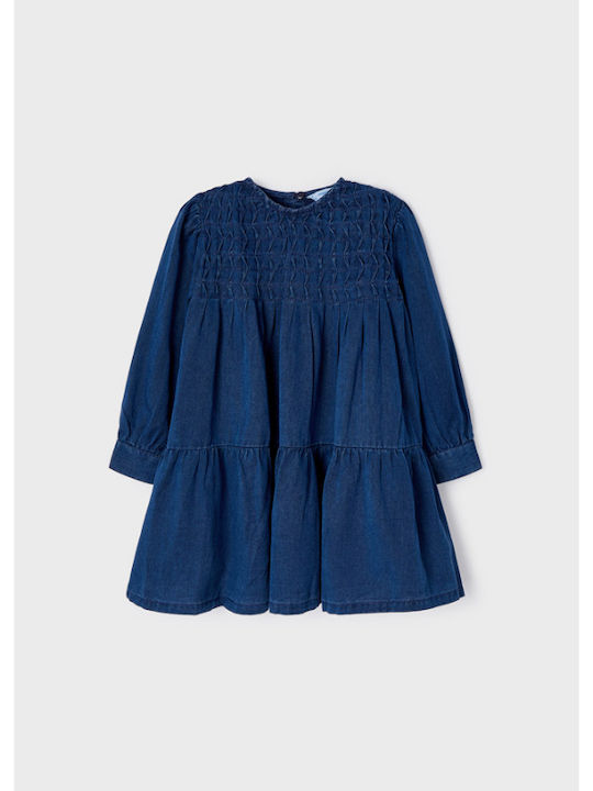 Children's Dress Long Sleeve Denim Blue