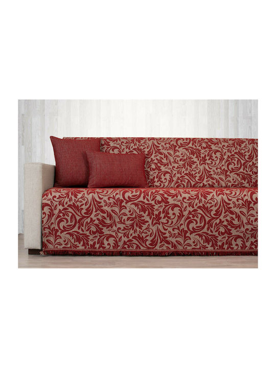 Cotone Flora Armchair Throw Chenille 170x180cm Burgundy