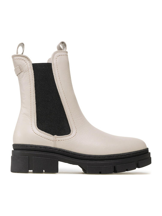 Leder Damen Chelsea Stiefeletten mit mittlerem Absatz Gray