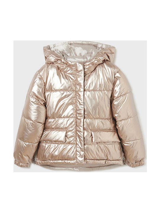 Kids' Quilted Jacket Short Double Sided with Hood Gold