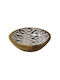 Atmosphera Mango Emaille Patch Dekorative Schale Hölzernes Beiges 20x20x6.5cm