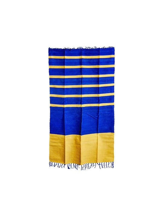 Rug Rectangular Summer with Fringes Blue / Yellow