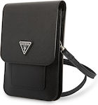Guess Saffiano Triangle Logo Phone Bag Μαύρο