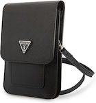 Guess Saffiano Triangle Logo Phone Bag Șosetă și pungă Negru