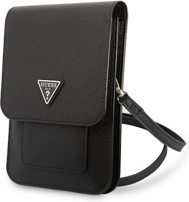 Guess Saffiano Triangle Logo Phone Bag Sock & Pouch Black