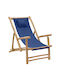 Deckchairs Bamboo with Armrest & Navy Blue Fabric 60x106x90cm