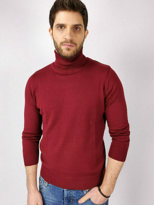 Sportswear Men's Long Sleeve Sweater Turtleneck Burgundy