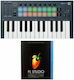 Novation Tastatura Midi FLkey Mini Image-Line Fl Studio Signature Bundle cu 25 taste Negru