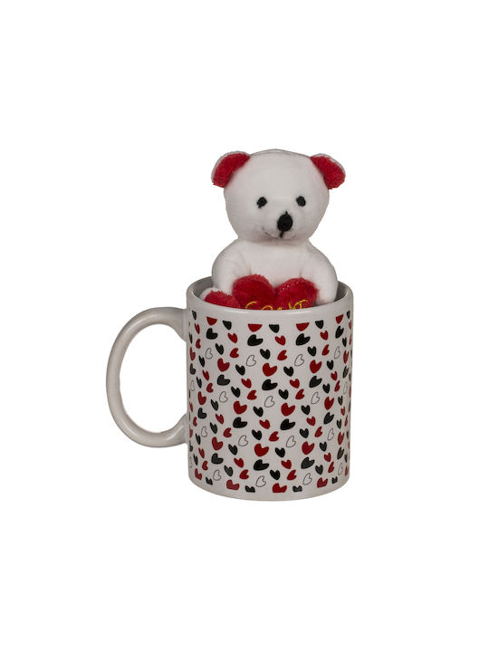 Out of the Blue Small Red Hearts Bear Mug Ceramic Multicolour 380ml