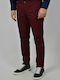 Pantaloni Chino cu Croială Slim Burgundy