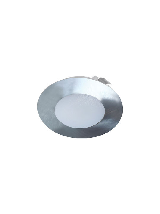 Aca Ared Στρογγυλό Πλαστικό Χωνευτό Σποτ με Ενσωματωμένο LED και Ψυχρό Λευκό Φως σε Ασημί χρώμα 6.5x6.5cm