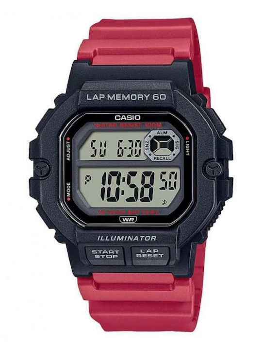 Casio Sports Gear Ψηφιακό Ανδρικό Ρολόι Μπαταρίας με Μπορντό Κεραμικό Μπρασελέ