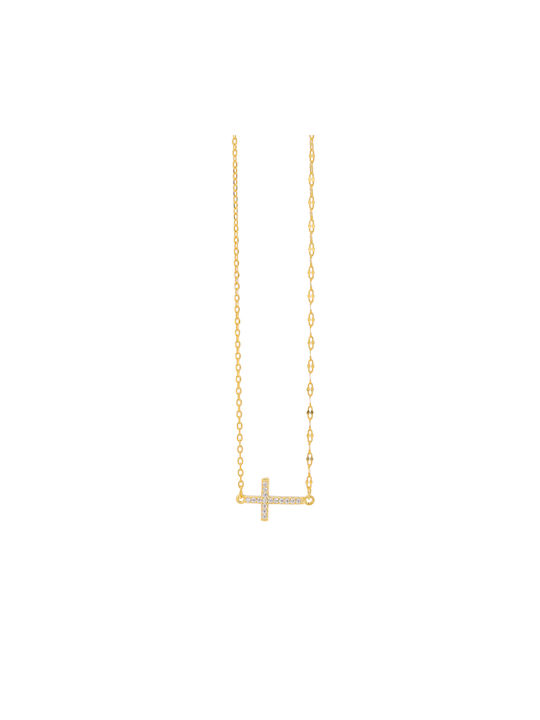 Prince Silvero Women's Cross from Gold Plated Silver with Chain