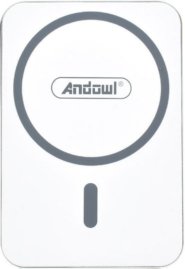 Andowl Qpd21 Car Mobile Mount with Magnet and Wireless Charging White